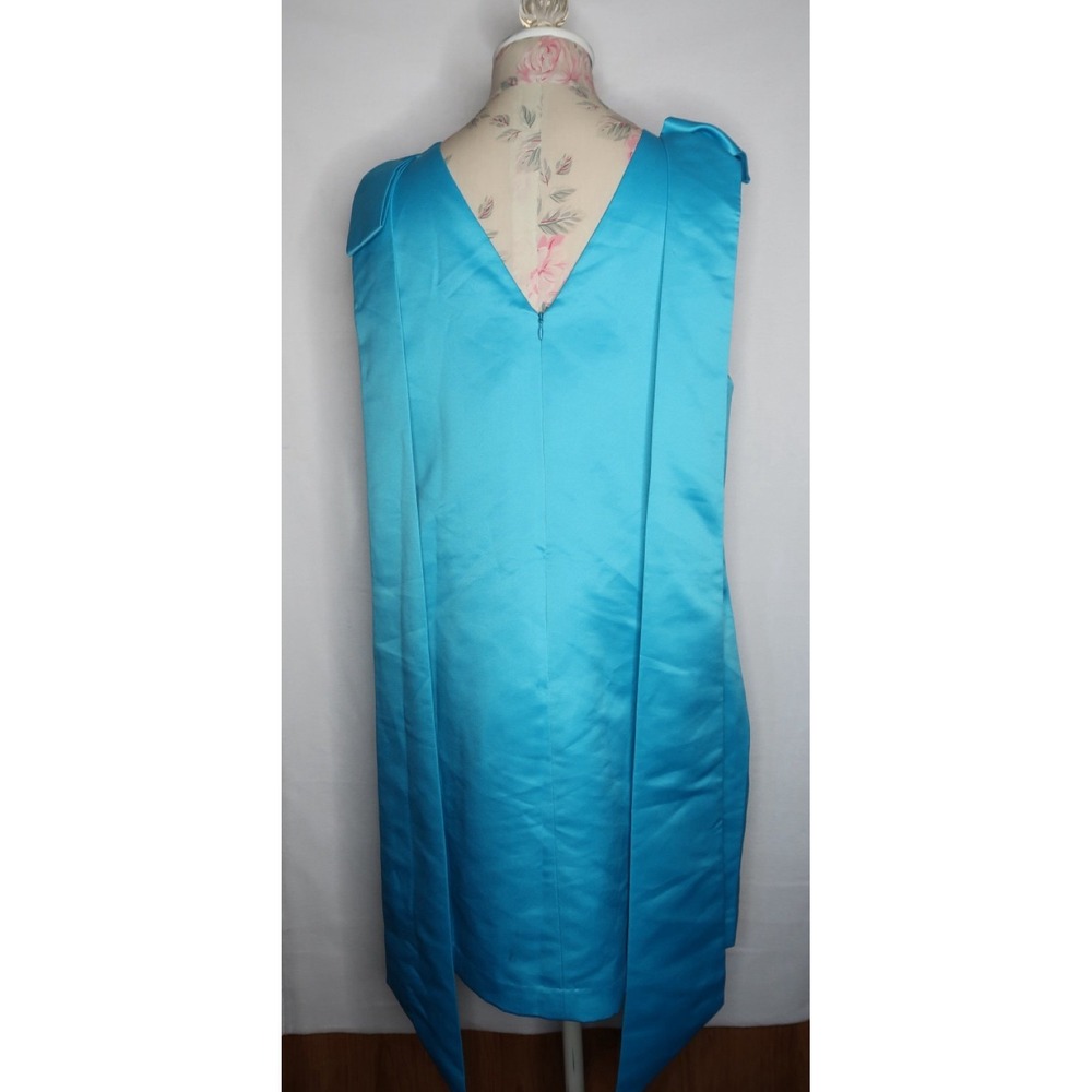 Trina Turk Priscilla Dress Gulfstream Blue Bow Shoulder Satin Cocktail Dress 12 - Picture 12 of 12